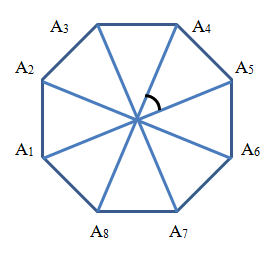 Правильный многоугольник (восьмиугольник) у которого проведен центральный угол