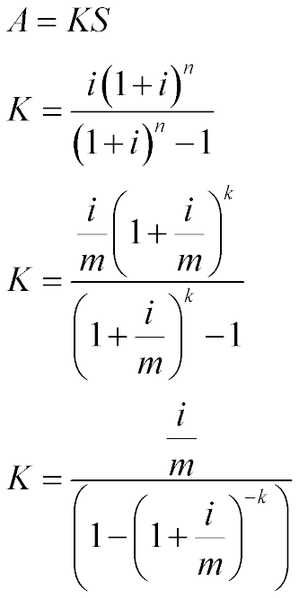 Формула определения размера аннуитетного платежа (аннуитета)