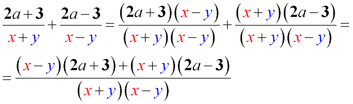 Сложение дробей с разными алгебраическими выражениями в знаменателе. Складання дробів з різними виразами алгебри в знаменнику.