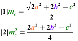 Формула нахождения длины медианы треугольника через длины его сторон (Теорема Стюарта)